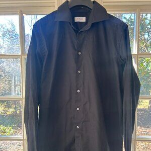 Eton Solid Black Wool Dress Shirt Size 42 Neck 17